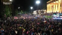 Georgian Protesters Hold Overnight Rally Ahead Of Final Reading Of Controversial Bill