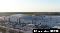 Az akkugyár drónfelvételen