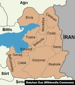 Ван дубанынын райондорунун картасы. Түркия. 14.9.2015.