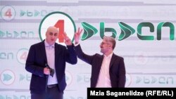 Ника Мелия и Ника Гварамия на презентации нового политического союза «Ахали»