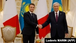 Predsednici Farncuske i Kazahstana, Emanuel Makron i Kasim-Žomart Tokajev, Astana, 1. novembar 2023.
