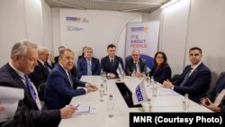 Министерот за надворешни работи на Северна Македонија, Бујар Османи со министерот за надворешни работи на Русија, Сергеј Лавров и министерот за надворешни работи на Малта, Иан Борг, Скопје, 30.11.2023.