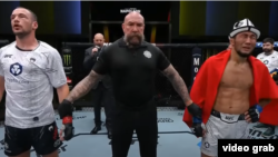 Мыктыбек Оролбай уулу UFC уюмундагы биринчи жеңишинен кийин.