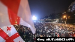 Thousands of people take to the streets in Tbilisi to rally against the controversial "foreign agent" bill on May 2.