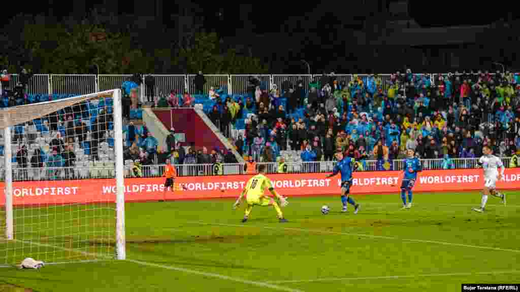 Shënimi i golit nga lojtari Milot Rashica. Kosova fitoi me rezultat 1-0 në ndeshjen e zhvilluar me Izraelin në Prishtinë, 12 nëntor 2023