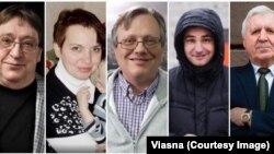 S leva na desno: Aleksander Feduta, Olga Galubovič, Juri Zjankovič, Džianis Kraučuk i Rigor Kastusev