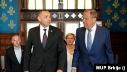 Aleksandar Vulin, u funkciji ministra unutrašnjih poslova Srbije na sastanku sa ruskim ministrom spoljnih poslova Sergejom Lavorvim, Moskva, 22. avgust 2022.