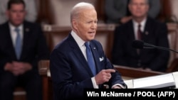 Presidenti amerikan, Joe Biden, gjatë një fjalimi të tij në Kongres. 1 mars 2022.