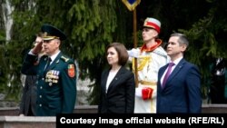 Președinta Maia Sandu la ceremonia de marcare a 30 de ani de la crearea Marelui Stat Major al Armatei Naționale, Chișinău, 27 aprilie 2022.