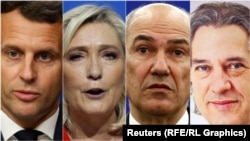 S leva na desno: Emanuel Makron, Marin Le Pen, Janez Janša i Robert Golob