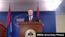 Mandatar za sastav nove Vlade Republike Srpske Radovan Višković tokom obraćanja novinama u Narodnoj skupštini RS-a, Banja Luka, 21. decembar 2022.