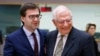 Ministrul de Externe de la Chișinău Nicu Popescu și Josep Borrell la reuniunea miniștrilor de Externe din UE, Bruxelles, 21 martie 2022