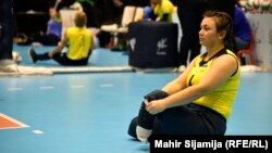 Reprezentativka Ukrajine u sjedećoj odbojci uoči meča protiv Brazila na Svjetskom prvenstvu u sjedećoj odbojci u Sarajevu, 9. novembra 2022.