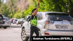 Жол коопсуздугун тескеген кызматкер. Бишкек. Иллюстрациялык сүрөт.