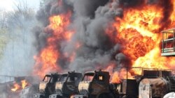 Orașul Makiivka, la 15 km de Donețk, este controlat în prezent de forțele ruse. Imagine cu caracter ilustrativ, cu un bombardament din Makiivka, în primăvară.