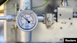 Merač pritiska na kompresorskoj stanici gasa u blizini Ihtimana u Bugarskoj, maj 2022.