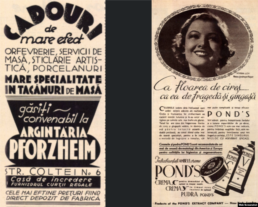 Tot din 1884, când a apărut Universul, Casa Regală a introdus brevetele de &bdquo;furnizor regal&rdquo;, care vor fi folosite și în reclame, pentru a spori prestigiul comercianților, notează profesorul Marian Petcu.&nbsp; În imagine: Realitatea Ilustrată, anii &#39;30.&nbsp;