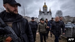 Прокурор Міжнародного кримінального суду Карім Хан у деокупованій Бучі на Київщині, квітень 2022 року 