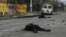 The bodies of civilians lie on a street in Bucha, northwest of Kyiv, on April 2 after Russian forces retreated.