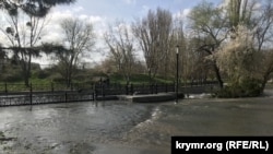 Подтопления в Гагаринском парке Симферополя 15 апреля 2022 года 