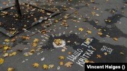 Rad umetnika iz Harkiva Hamleta Zinkivskog pretvara tragove navodne kasetne municije u cvet. Napisano je "Zašto takav cvet?"