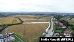 Snimak iz zraka autoputa Banja Luka-Prijedor u izgradnji, selo Gornji Orlovac kod Prijedora, 21. septembra 2022.
