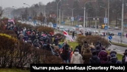 Demonstracije su zabeležene u gotovo svim okruzima Minska u nedelju, 29. novembra.