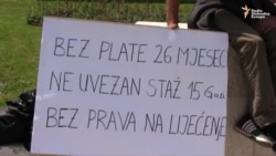 Protest radnika travničkog Borca pred Vladom FBiH