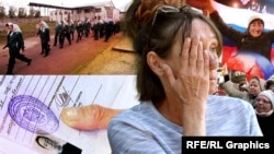 Фотоколаж: кримчанка Ірина Буняк, її документи, жіноча колонія в Росії