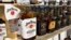 Bottles of Jim Bean Bourbon whiskey made in the United States are shown on display at a liquor store