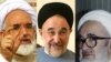 آیت الله حسینعلی منتظری (راست)، محمد خاتمی و مهدی کروبی.