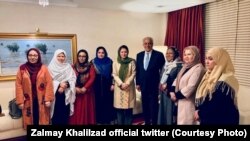 U.S. Special Representative Zalmay Khalilzad met with Afghan women in Doha on July 6.