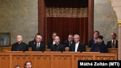 Egyházi vezetők Orbán Viktor miniszterelnöki eskütételén az Országházban 2022. május 16-án