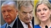  Presidenti turk Recep Tayyip Erdogan (majtas), presidenti i Finlandës Sauli Niinisto dhe kryeministrja suedeze Magdalena Andersson.