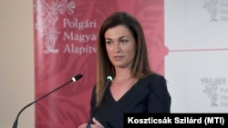 Varga Judit igazságügyi miniszter beszédet mond a Polgári Magyarországért Alapítvány Quo vadis Európa? - nemzetek Európája és a magyar érdek című konferenciáján az alapítvány budapesti székházában 2022. május 12-én. 