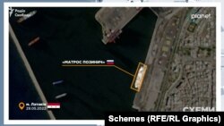 Судно «Матрос Позинич» 29 травня з’явилось на супутникових знімках в сирійському порту міста Латакія, де можна було побачити, як розвантажують українське зерно