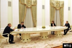 Vlagyimir Putyin orosz elnök és Orbán Viktor miniszterelnök tárgyalása Moszkvában 2022. február 1-jén