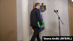Predsednik Srbije Aleksandar Vučič posle sastanka s predstavnicima EU, SAD, Nemačke, Francuske i Italije o dijalogu Srbije i Kosova, Beograd 20. januar 2023.