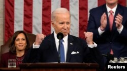 Presidenti amerikan, Joe Biden, gjatë fjalimit drejtuar kombit. 7 shkurt 2023. 