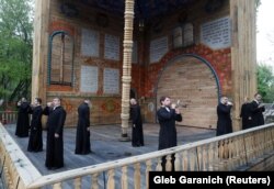 مراسم افتتاحیه یک کنیسه نمادین در کی‌یف در می ۲۰۲۱ در یادبود قرنیان هلوکاست در اوکراین