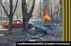 Последствия российских обстрелов в Херсоне, 14 марта 2025 года