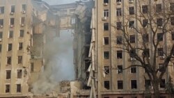 Clădirea administrativă din Nikolaev după bombardamentul rușilor de marți.