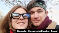 Slobodan Moravčević sa devojkom u Kijevu, april 2021.
