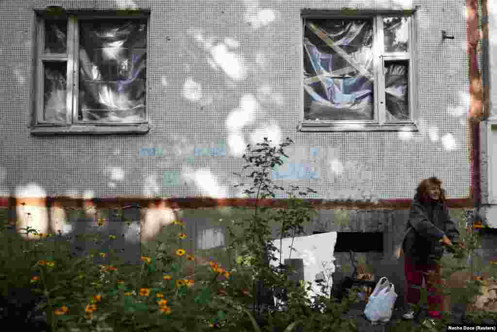 A macskák megmentője az állatok tálkáit tisztítja egy lakatlan épület előtt. &bdquo;Védtelenek, ezért amikor az emberek hátrahagyják őket, nem kapnak enni. Gyerekkorom óta törődöm az állatokkal&rdquo;