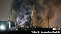 Пожар на "Северной верфи" в Санкт-Петербурге