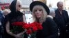 Russian singer Alla Pugacheva arrives to pay her last respects to Iosif Kobzon, a veteran Russian singer and pro-Kremlin politician.