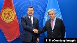 Президент КР Садыр Жапаров и генсек ООН Антониу Гутерриш. 