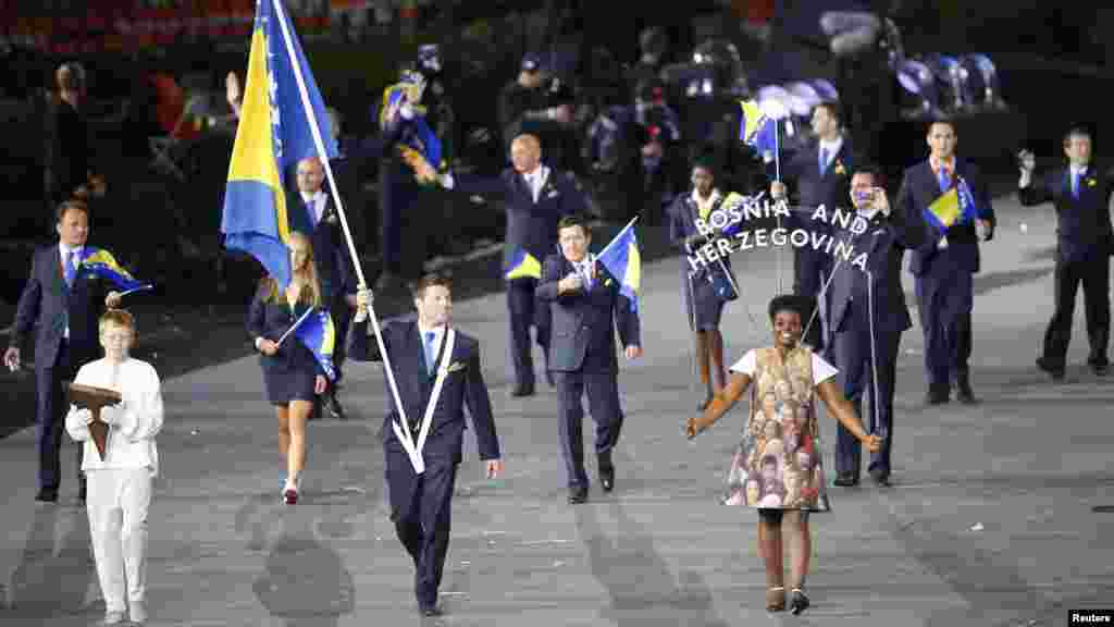 Velika Britanija - Bosna i Hercegovina na svečanoj ceremoniji otvaranja Olimpijskih igara u Londonu, 27. juli 2012. Foto: REUTERS / Mike Blake 