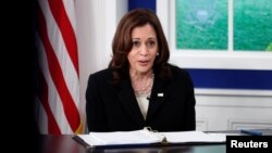 Vicepreședintele american, Kamala Harris, la summitul online de la Casa Albă legat de politicile sanitare anti-Covid. Washington, 22 septembrie 2021, REUTERS.