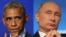 U.S. President Barack Obama (left) will still "collaborate" with President Vladimir Putin's Russia "in areas of common interests, should it choose a different path -- a path of peaceful cooperation that respects the sovereignty and democratic development of neighboring states,"